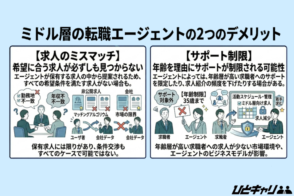ミドル層の転職エージェントの2つのデメリット
