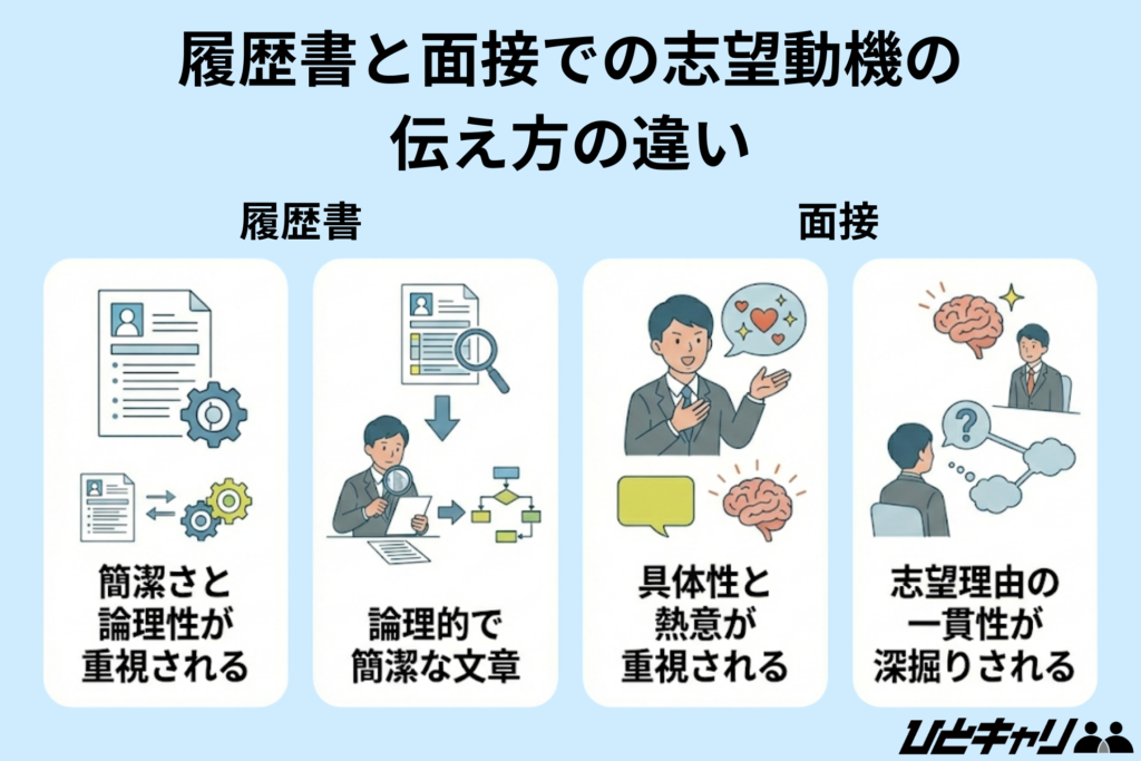 履歴書と面接での志望動機の伝え方の違い