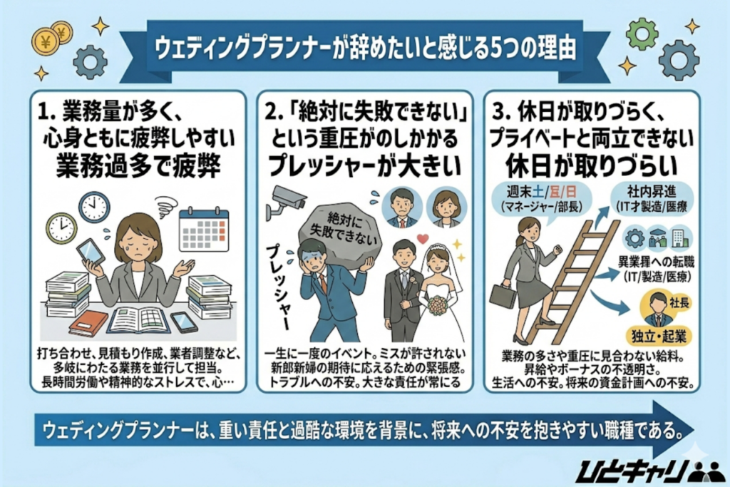 ウェディングプランナーが辞めたいと感じる5つの理由