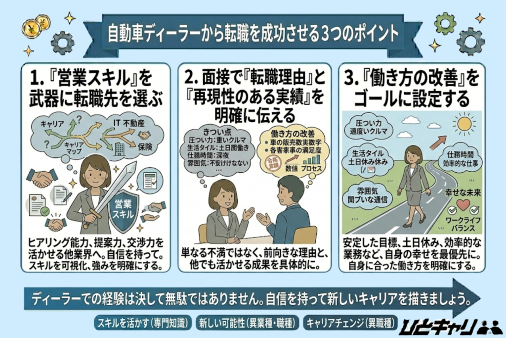 自動車ディーラーから転職を成功させるポイント