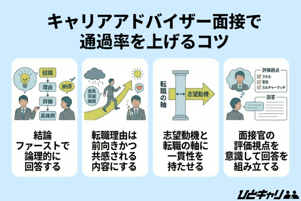 キャリアアドバイザー面接で通過率を上げるコツ