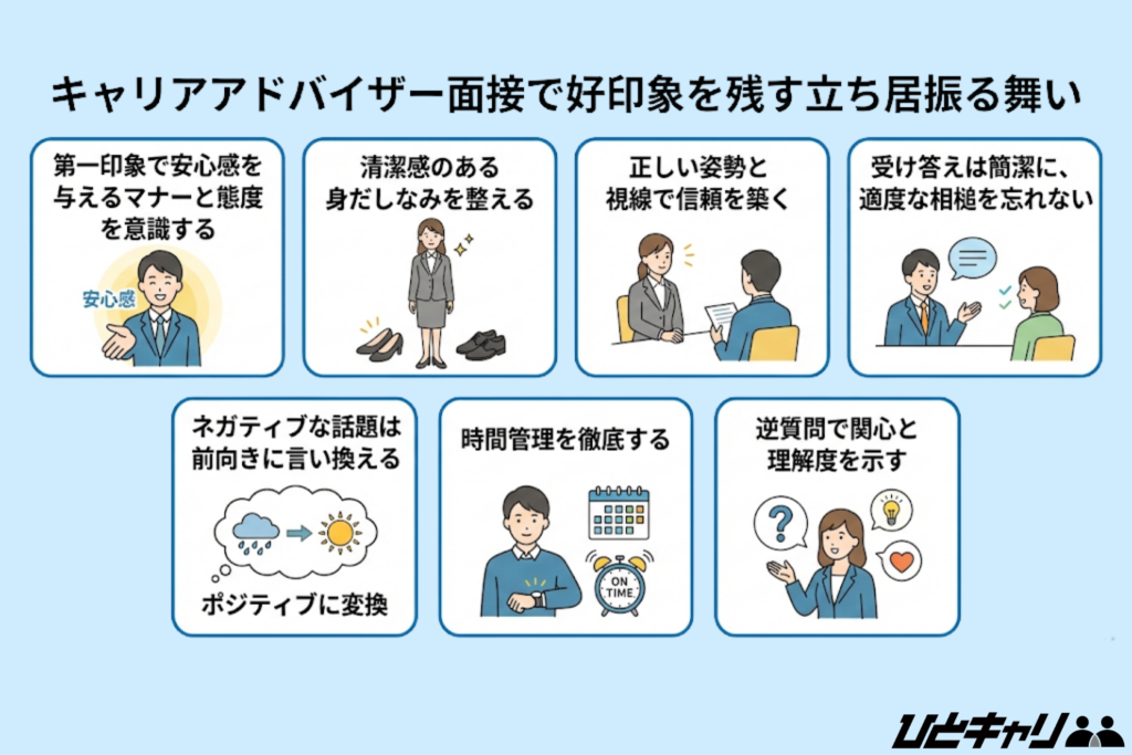 キャリアアドバイザー面接で好印象を残す立ち居振る舞い