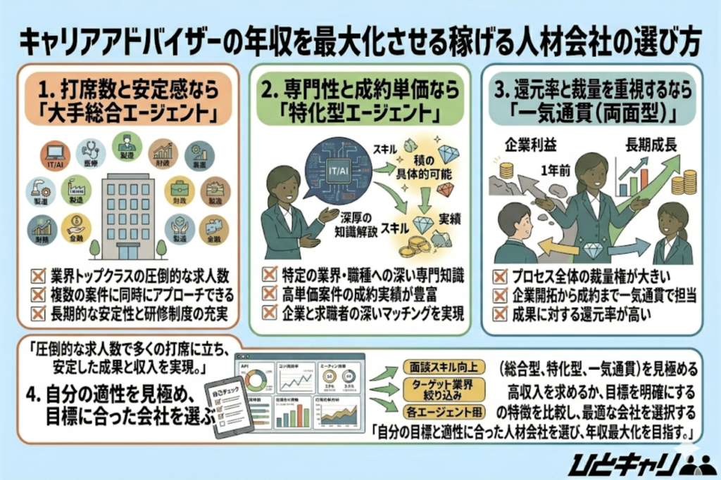 キャリアアドバイザーの年収を最大化させる稼げる人材会社の選び方