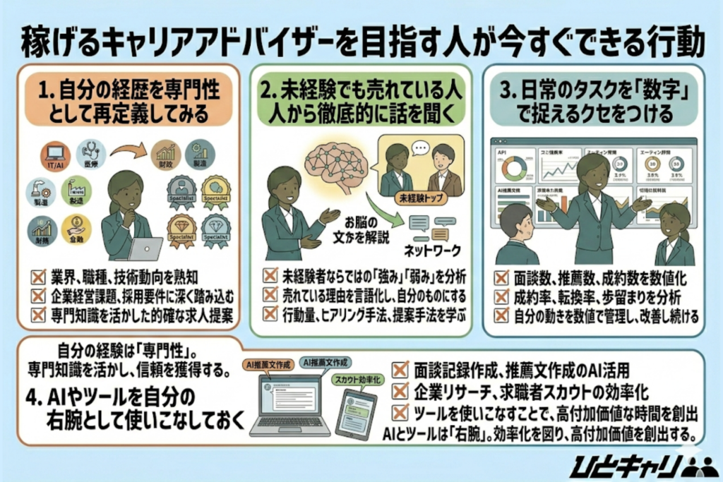 稼げるキャリアアドバイザーを目指す人が今すぐできる行動