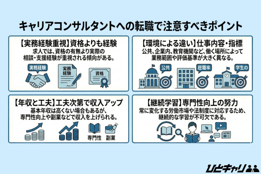 キャリアコンサルタントへの転職で注意すべきポイント