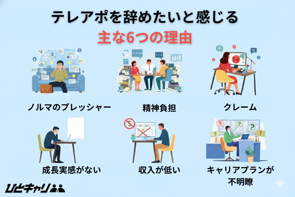 テレアポを辞めたいと感じる主な6つの理由