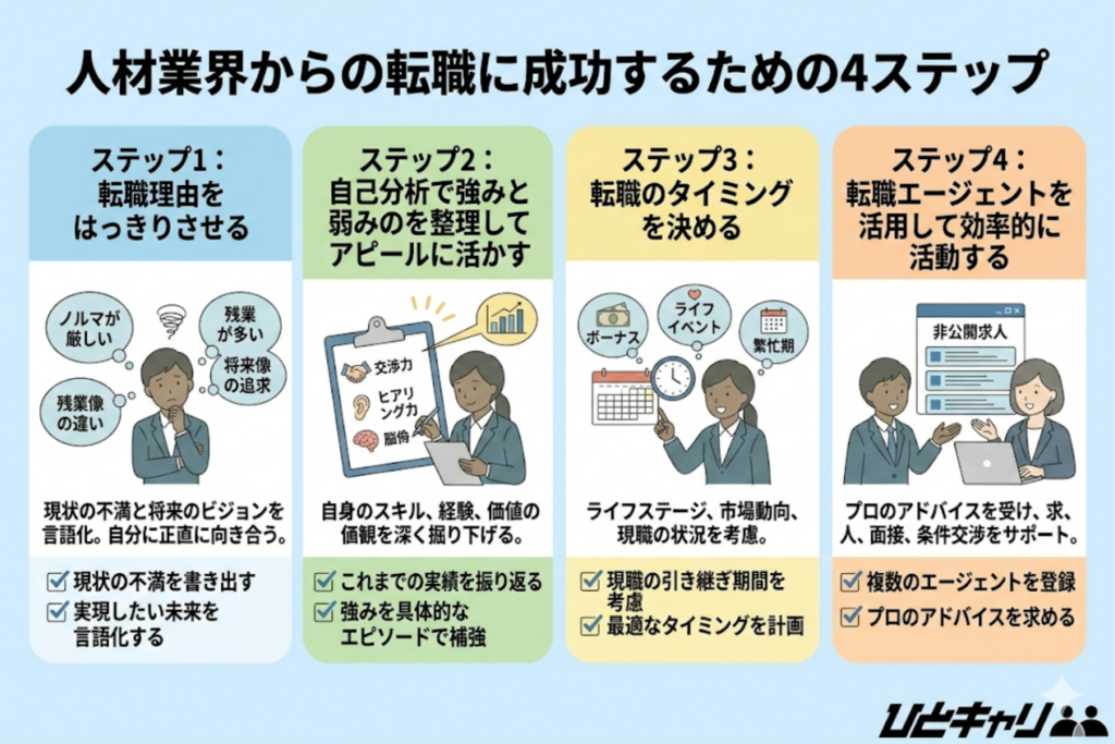 人材業界からの転職に成功するための4ステップ