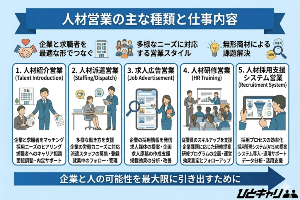 人材営業の主な種類と仕事内容