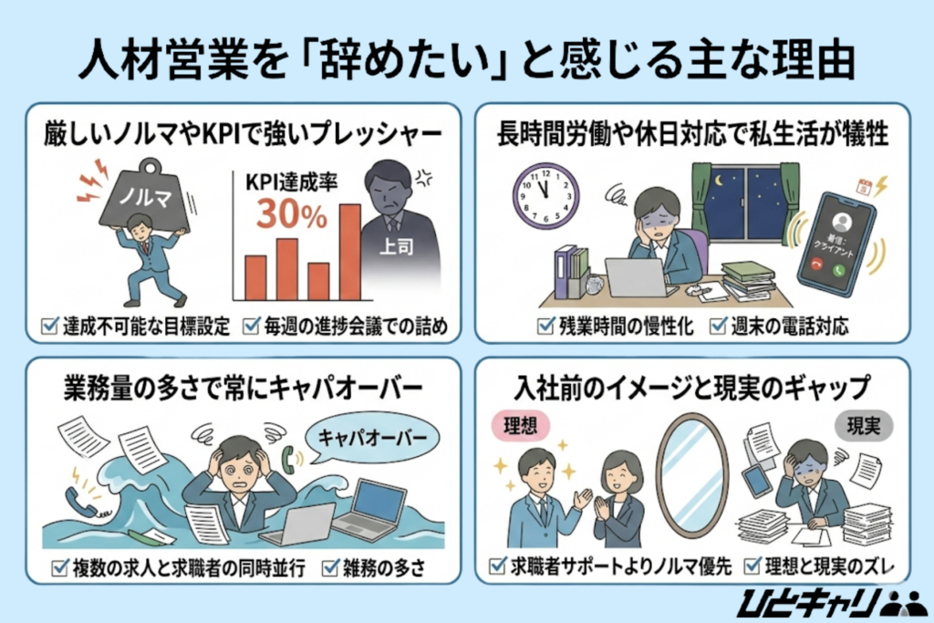 人材営業を「辞めたい」と感じる主な理由