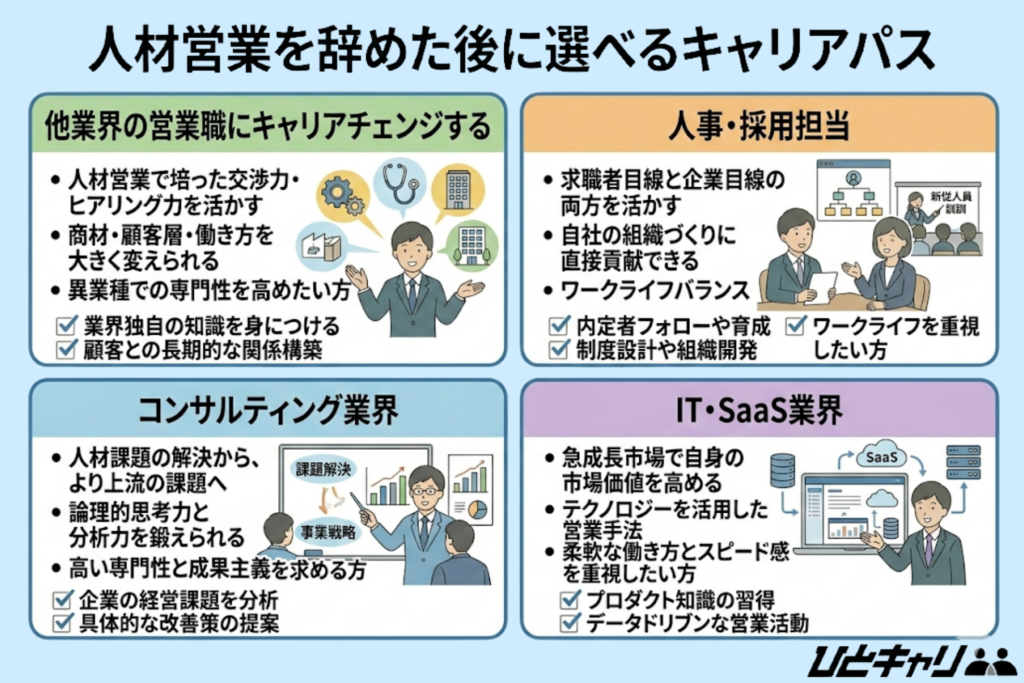 人材営業を辞めた後に選べるキャリアパス
