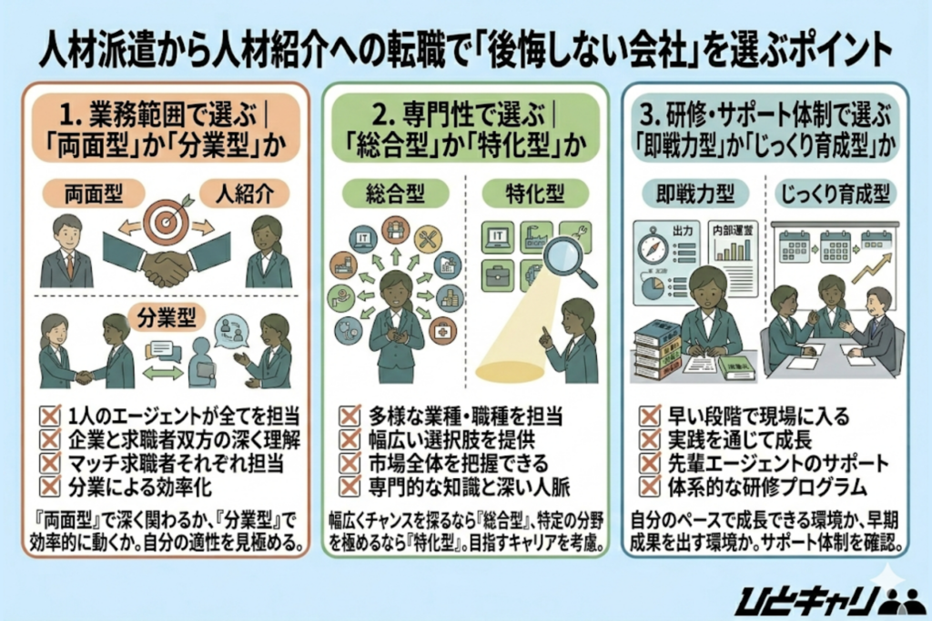 人材派遣から人材紹介への転職で「後悔しない会社」を選ぶポイント