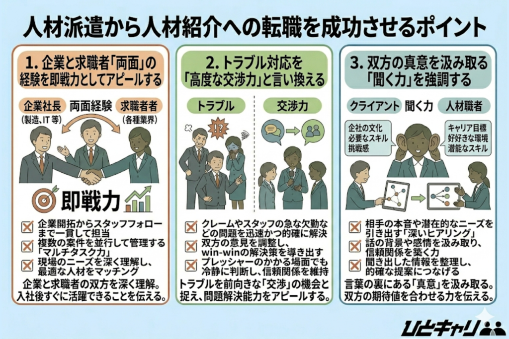 人材派遣から人材紹介への転職を成功させるポイント