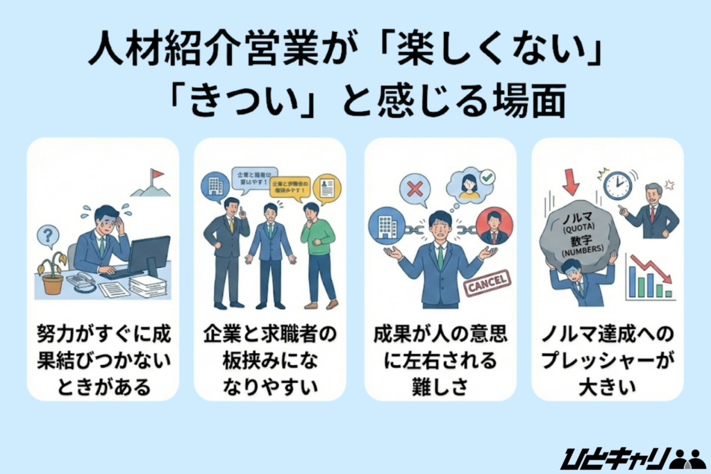 人材紹介営業が「楽しくない」「きつい」と感じる場面