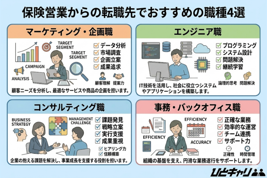 保険営業からの転職先でおすすめの職種4選
