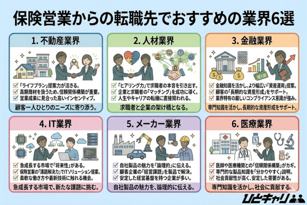 保険営業からの転職先でおすすめの業界6選