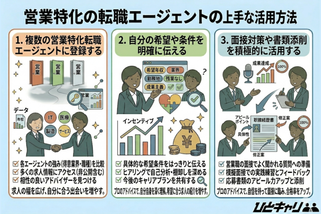 営業特化の転職エージェントの上手な活用方法