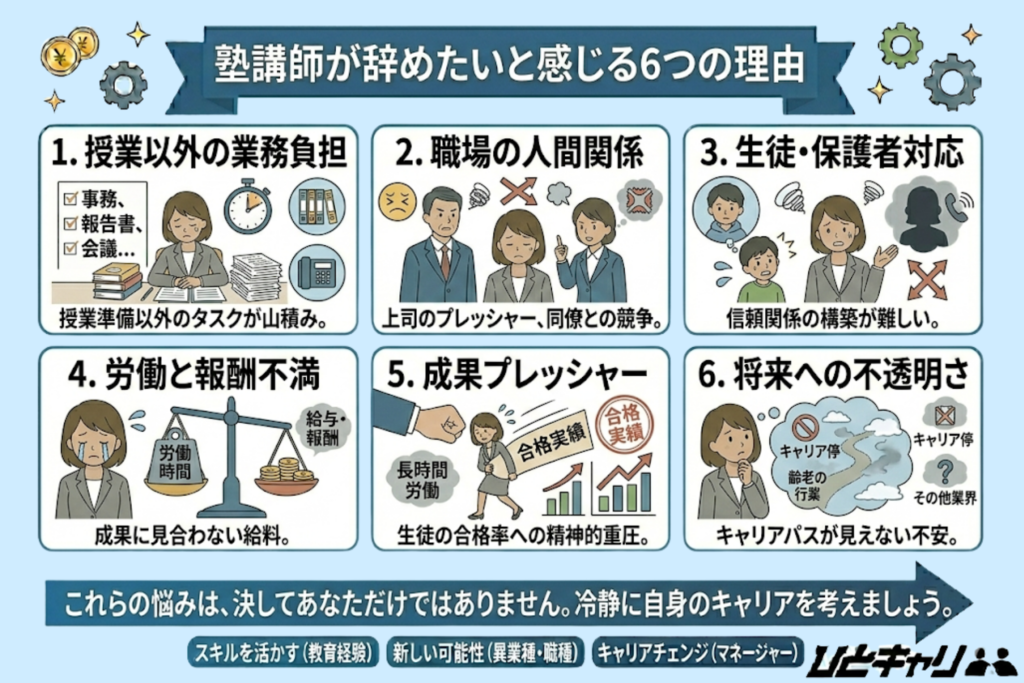 塾講師が辞めたいと感じる6つの理由