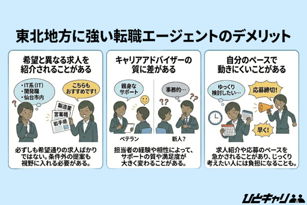 東北に強い転職エージェントのデメリット