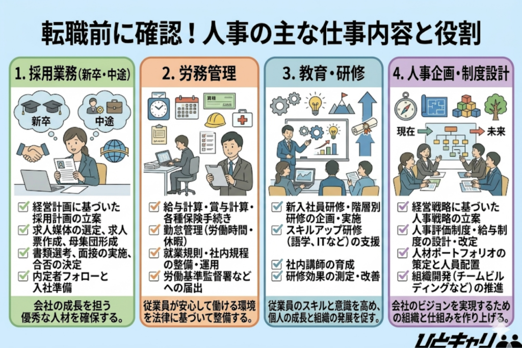転職前に確認！人事の主な仕事内容と役割