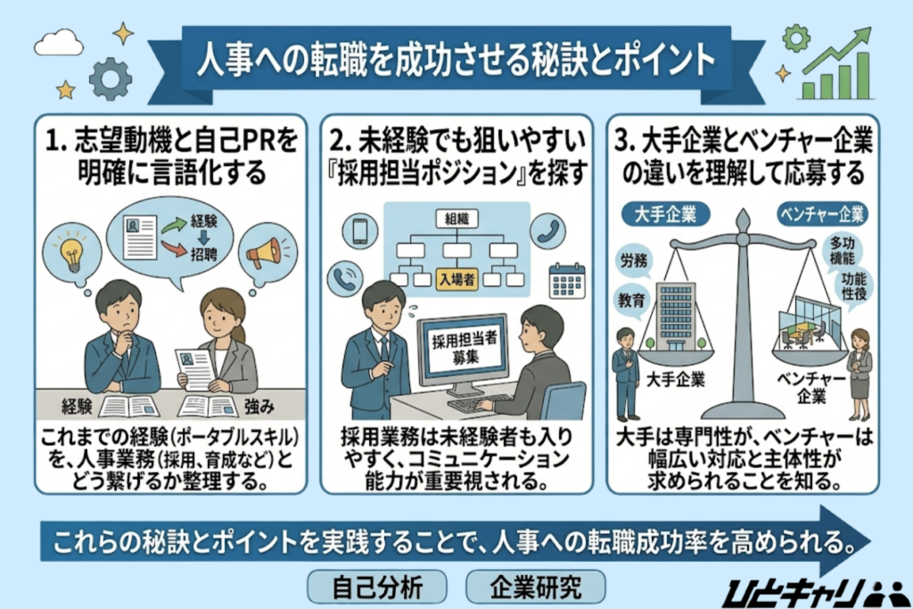 人事への転職を成功させる秘訣とポイント