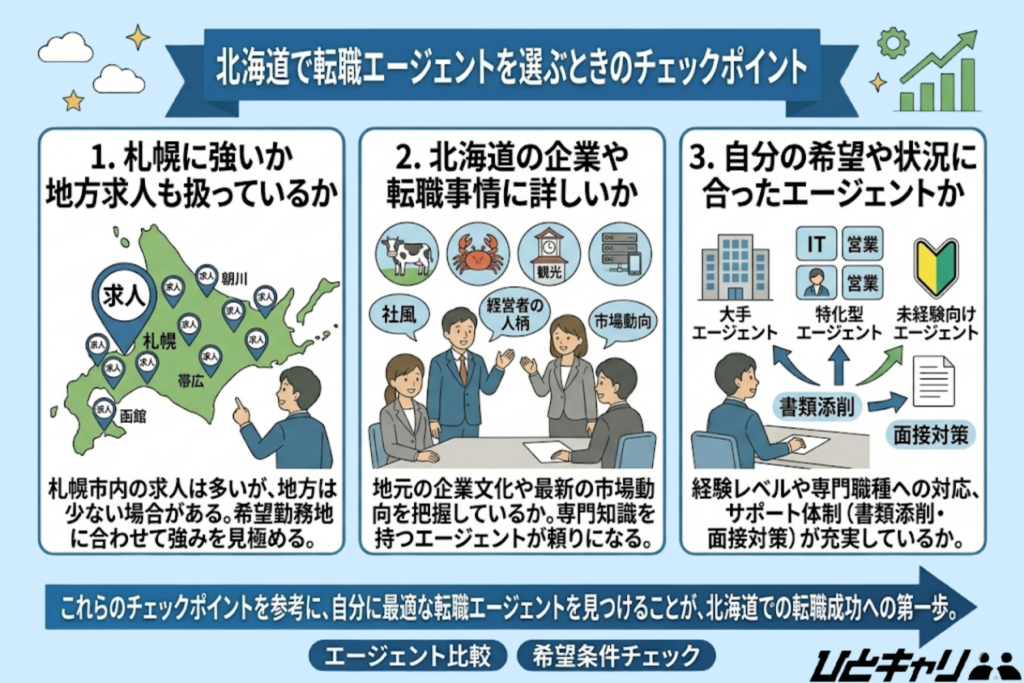 北海道で転職エージェントを選ぶときのチェックポイント