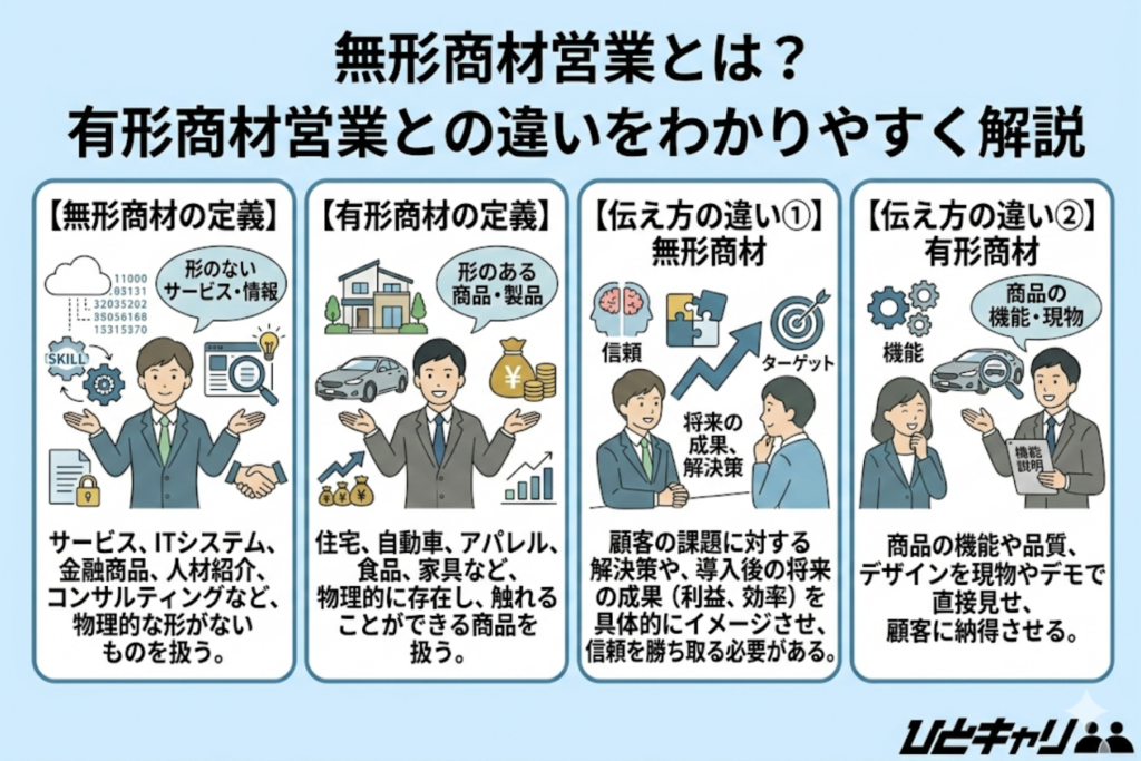 無形商材営業とは？有形商材営業との違いをわかりやすく解説